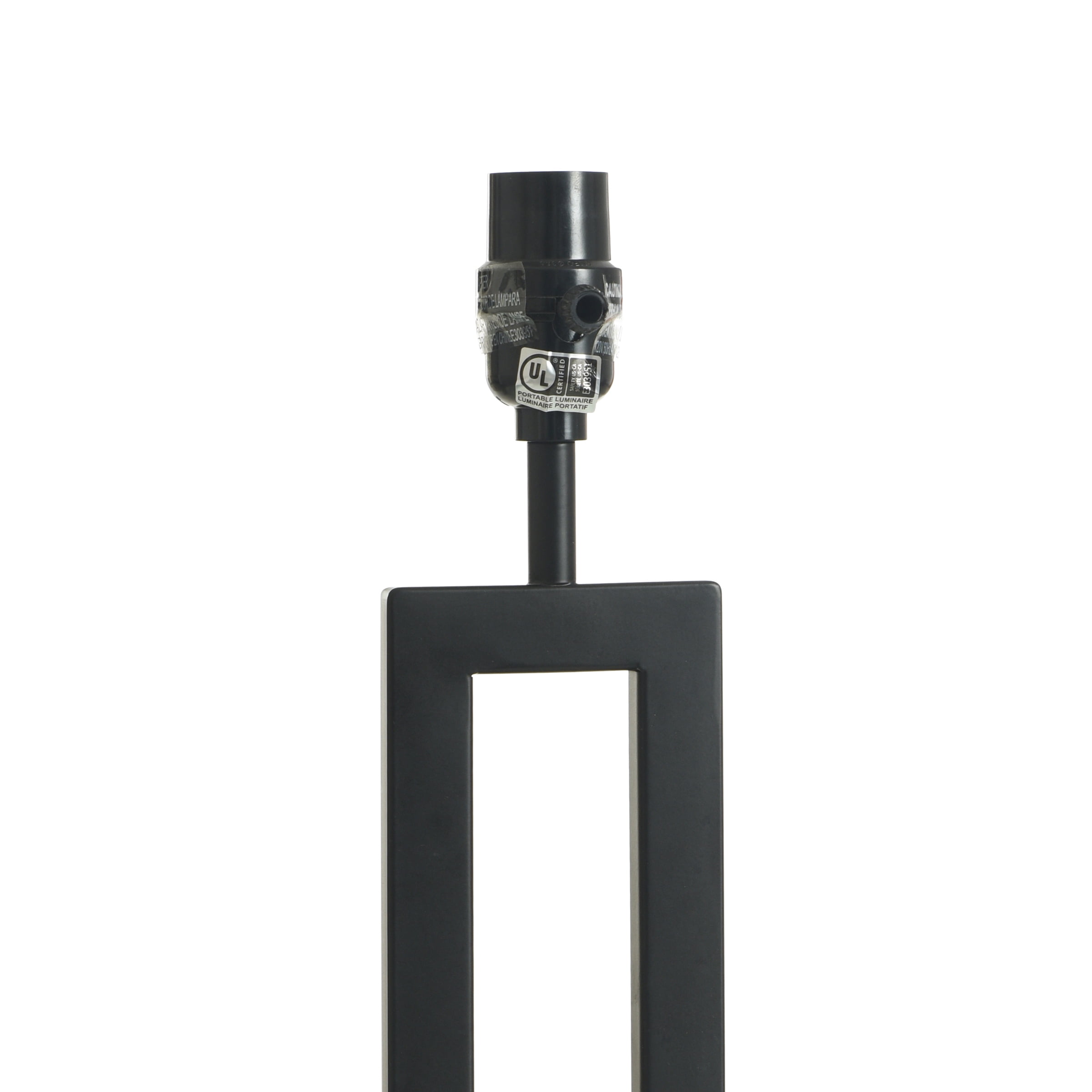 Better Homes & Gardens 18"H Metal Windowpane Table Lamp, Black Finish with Faux Wood Base