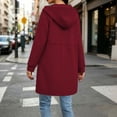thumbnail image 4 of IUYRTFE Women's Long Zip Up Hoodie Jacket with Pockets Casual Lightweight Hooded Coat, 4 of 7