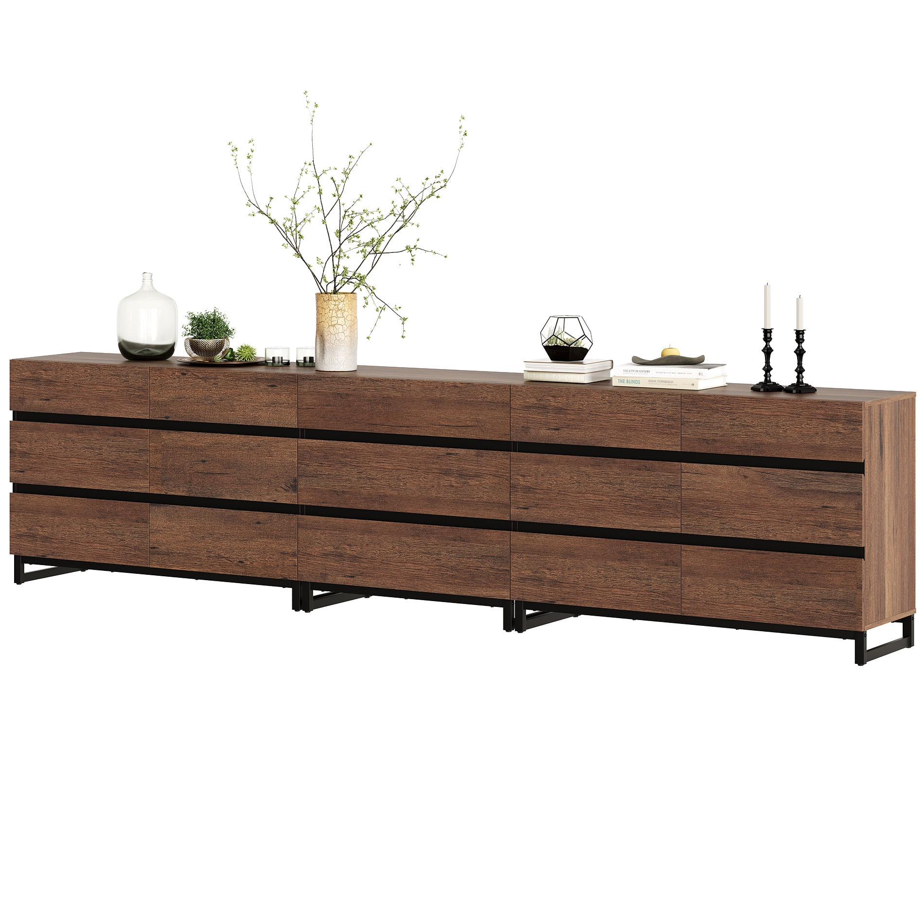 WAMPAT 3 in 1 Dresser for Bedroom, Closet Organizers and Storage with 15 Drawers, Chest of Drawers with Metal Base, Modern Wood Dresser for Bedroom, Light Oak