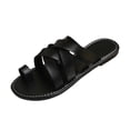 thumbnail image 2 of Samdudou Women Gladiator Sandals Flat Open Toe Cross Strappy Slide Sandals Summer Casual Dressy Beach Walking Shoes Slip On Leather Gladiator Slippers Vacation Outdoor Daily Wear, 2 of 9