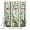 thumbnail image 2 of Butterfly Stained Glass Bathroom Curtain 78 Inch Shower Curtain with Hooks, Summer Dragonfly Botanical Vintage Waterproof Polyester Bath Curtain Washable Bathtub Curtain 36''x 78'', 2 of 6