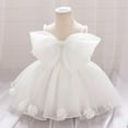 thumbnail image 5 of Moocorvic Toddler Performance Dress Sleeveless Pure Color Bow Tulle Gown for Wedding Birthday Party, Off Shoulder Formal Outfit, 5 of 9