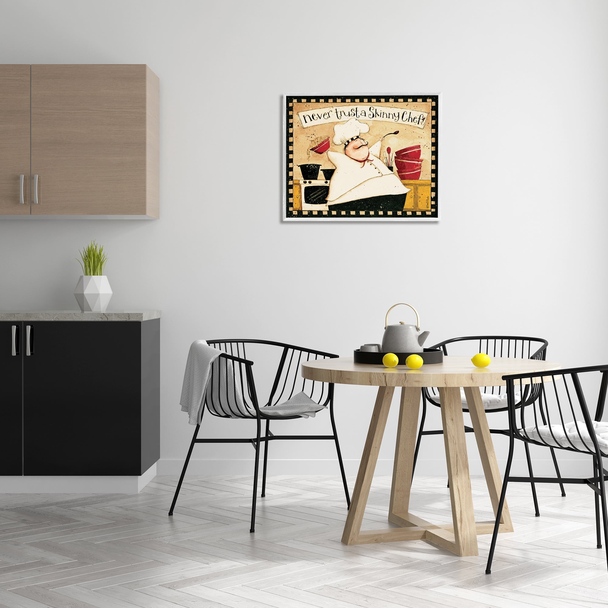 Stupell Industries Skinny Chef Funny Kitchen Food & Beverage Painting White Framed Art Print Wall Art, 30 x 24