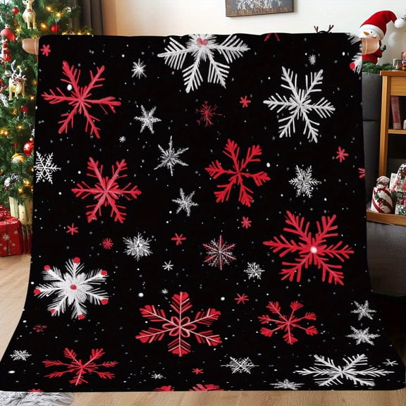 SPXUBZ Red and White Snowflake Fleece Blanket for Winter Christmas Gift Home Sofa Bed Decoration 50x60 inch