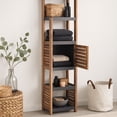 thumbnail image 4 of Evideco Tall Thin Storage Tower Cabinet with Magnetized Louvered Door and 5 Shelves, Acacia Gray, 4 of 11