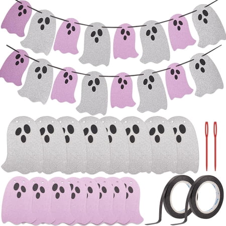 Theme Ghost Paper Hanging Streamer for Festive & Party Decoration including Needle Silk Ribbon Plum 141~170x101~119x1mm