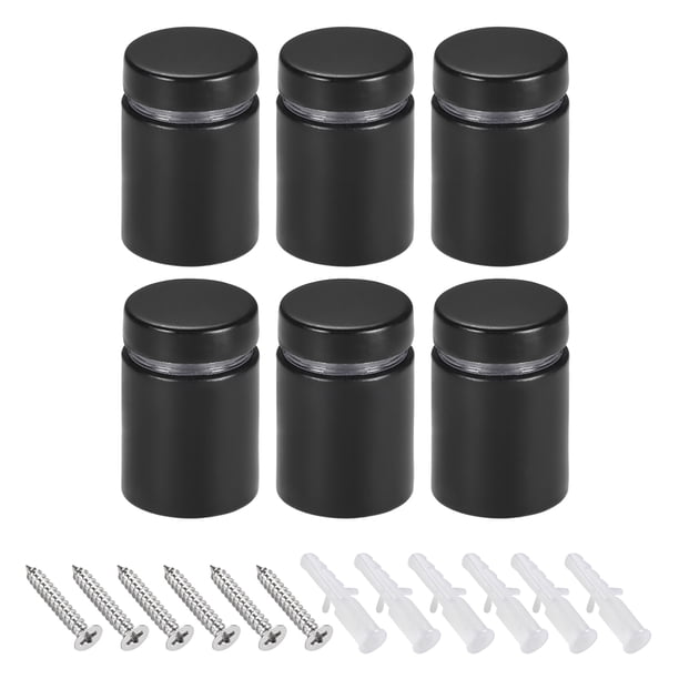 Tornillos separadores 19x26mm de acero inoxidable negro con accesorios 6 unidades