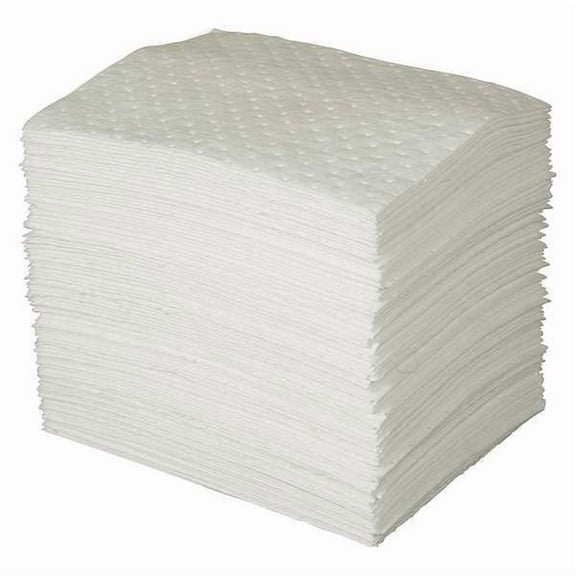 Brady Sorbent Pad, 26 gal, 15 in x 19 in, Oil, White, Polypropylene OP100-2