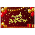 thumbnail image 6 of Red Glittery Background Happy Birthday Banner with Balloons Gifts Butterflies Party Supplies Birthday Party Decorations Photography Props, 6 of 7
