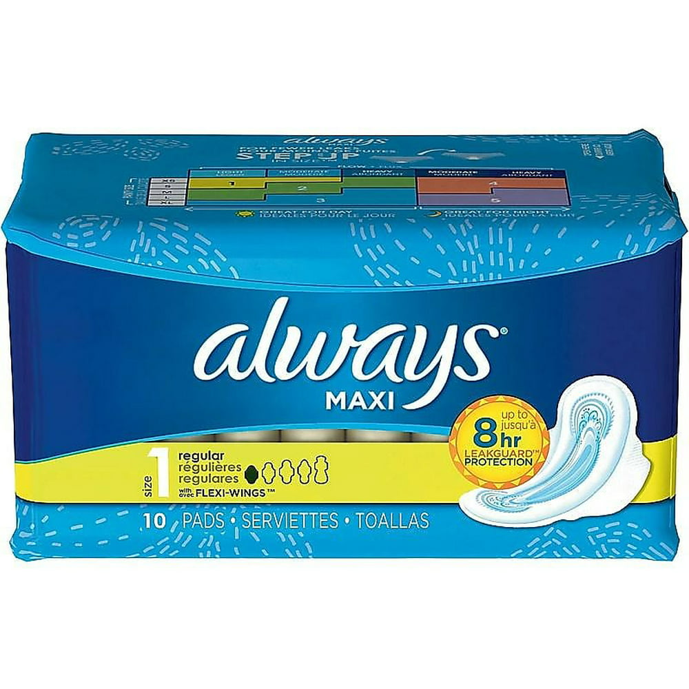 Always Maxi Regular Pads with Wings, Unscented 34967CT - Walmart.com ...