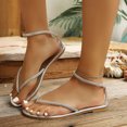 thumbnail image 3 of HEWUQI Womens Rhinestone Glitter Sandals Comfortable Slingback Dressy Flip Flops Adjustable Ankle Strap Flat Summer Shoes for Beach Walking Silver Size 6, 3 of 7