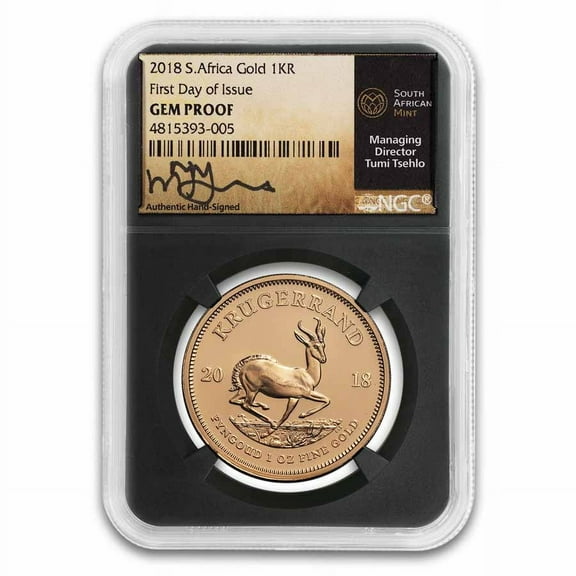 2018 South Africa 1 oz Gold Krugerrand Gem Proof NGC FDI