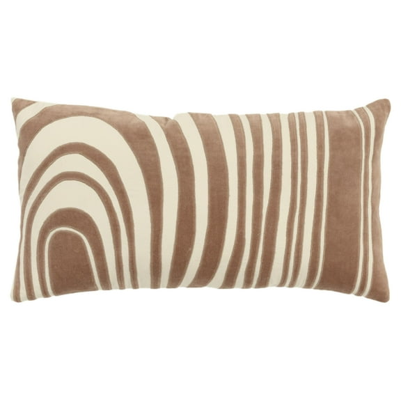 Rizzy Home Cocoa /Natural 14"X26" Abstract Woven Poly Filled Throw Pillow