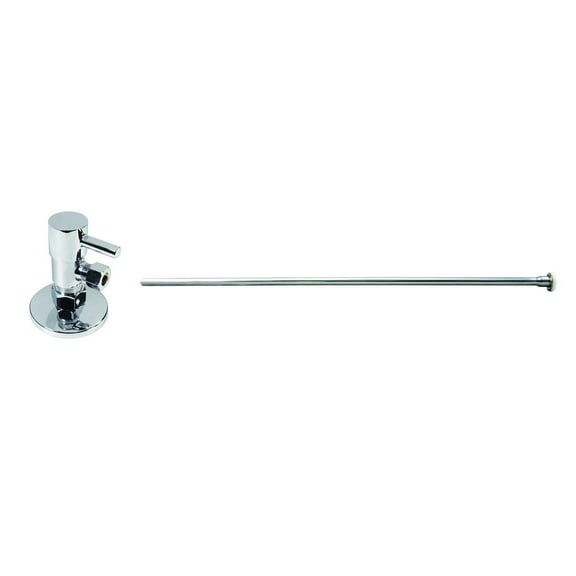 Westbrass 20" Flat Head Toilet Supply Kit with Round Handle 1/4-Turn Angle Stop, Satin Nickel