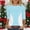A980 Light Blue, variant on T-Shirt for Women Patchwork Design Crewneck Three Quarter Sleeve Comfort Soft Fabric Relaxed Fit Daily Casual Tee Shirt Versatile Wardrobe Top
