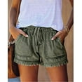 thumbnail image 2 of EYIIYE Women Washed Denim Shorts Casual Drawstring Elastic Waist Loose Shorts, 2 of 5