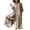 Khaki, variant on fartey Cotton Linen Rompers for Women Button Down Solid Color Baggy Breathable Wide Leg Jumpsuits Round Neck Long Sleeve Lounge Onesies