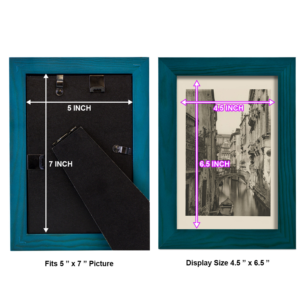Vintage Views of Venice IV - Framed Print w/glass - Ocean Blue