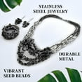 thumbnail image 3 of Black Jewelry Sets for Women - Beaded Chunky Necklaces Stretch Bracelets and Boho Earrings Birthday Christmas Gifts - Black, 3 of 11
