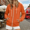 thumbnail image 2 of Yuannlog Womens Hoodies Casual Full Zip Up Coats Long Sleeve Hooded Solid Color Sweatshirts With Pockets Oversized Zipper Jackets, 2 of 4