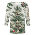 thumbnail image 4 of Fashion Fall Saving Women's Three Quarter Sleeve Round Neck Top for the Holidays with Unique Tree Print Casual Tees Tshirts Shirts and Blouse My Items, 4 of 5