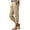 Khaki, variant on Inleife Women's Fashion Capris Summer Ladies Solid Color Elastic Waist Casual Pocket Straight Leg Pants Army Green L