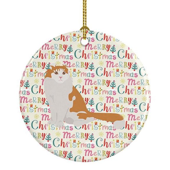 American Curl Cat Christmas Ceramic Ornament 2.8 in x 2.8 in