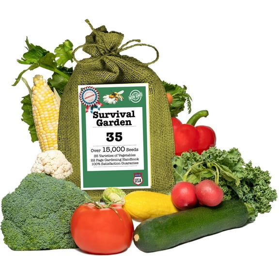 Survival Seeds by Family Sown – 15,000 Non GMO Heirloom Seeds, Naturally Grown Herb Seeds & Seeds for Planting Vegetables and Fruits, Perfect Vegetable Garden Seed Starter Kit with Plant Markers