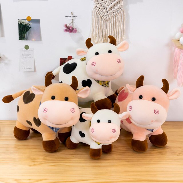 cow cuddling pillow doll plush toy cuddling cow doll bear cuddling girl sleeping in bed heqiyong LED