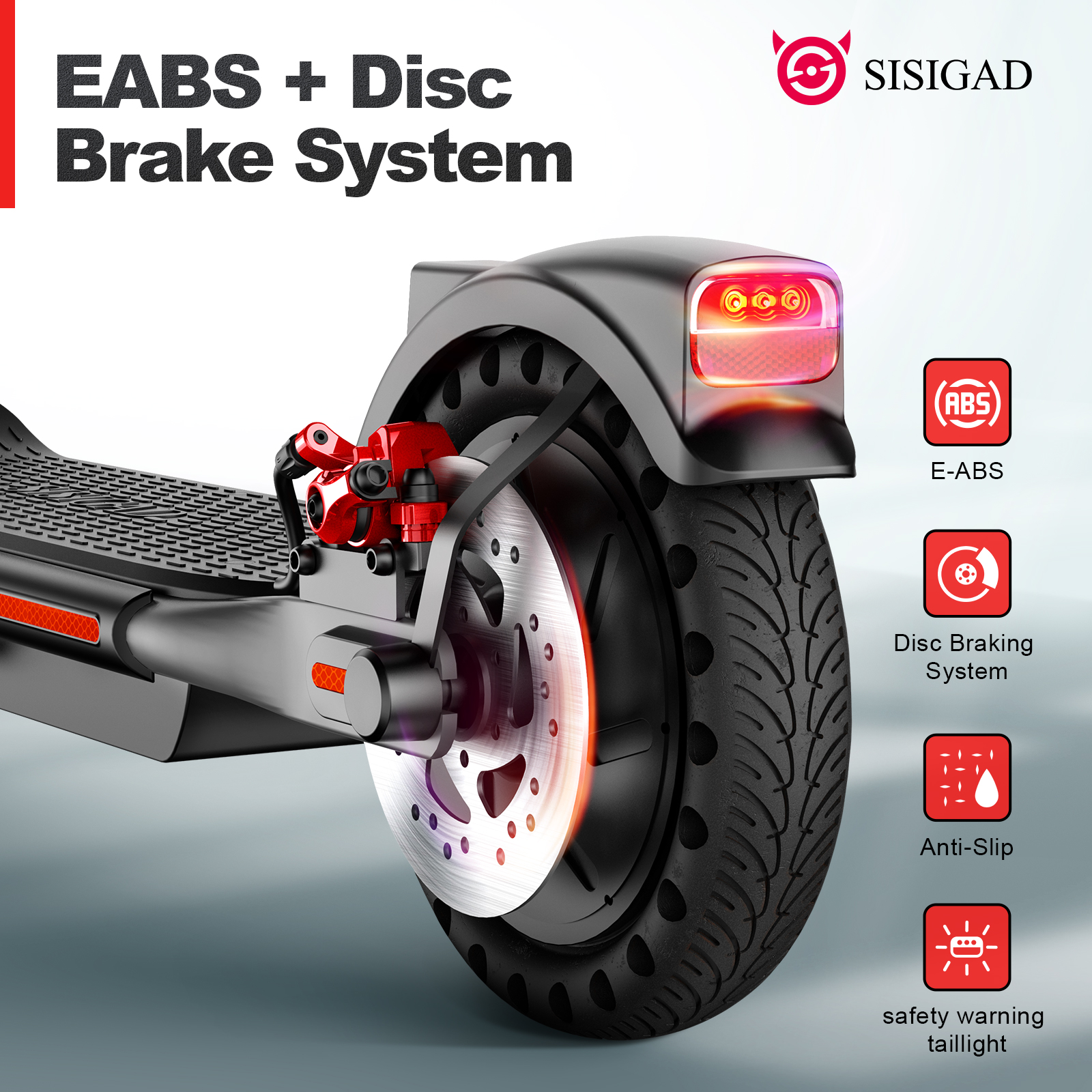SISIGAD HY-B15 300W 8.5" Electric Scooter, 19Mph High Speed Foldable Commuting Electric Scooter for Adults, APP Support, Solid Rear Tire