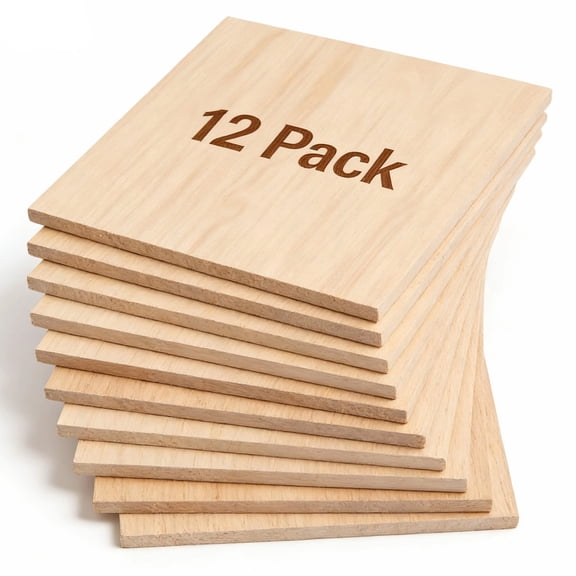 12 Pcs Plywood Sheets 12 x 12 in / 30 x 30 cm, Unfinished Thin Wood, 2 mm Basswood Plywood for Ray Cutting, Wood Crafts Blanks for DIY Burning Architectural Model Handmade Drawing Board