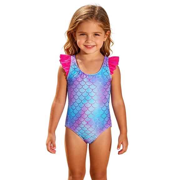 ibiyuan Girls One Piece Swimsuit Kids Adjustable Strap Cute Camisole Ruffle Bathing Suits Lightweight Cutout Girls Swimsuit Size 8 Colorful Contrast for Swim Team Beach Swimwear