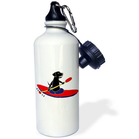 

3dRose Funny Black Labrador Retriever Dog is Kayaking - Water Bottle 21-ounce