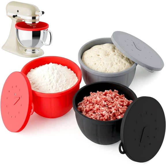 TOCOKEID 3-Piece Thickened Silicone Bowl Inserts for KitchenAid 4.5-5 Qt Tilt-Head Stand Mixers