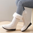 thumbnail image 5 of Taqqpue Women's Mid-Calf Boots Plus Size Fleece Lined Mid Heel Round Toe Warm Comfortable Winter Boots for Women Size 5.5-11 Fashion Casual Shoes Fall Winter Footwear Comfortable, 5 of 10