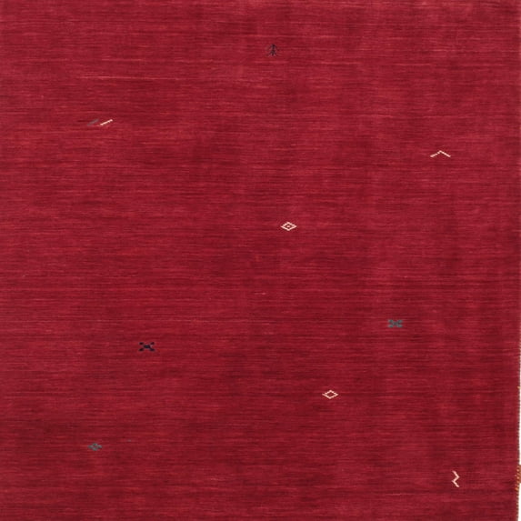 Ahgly Company Machine Washable Indoor Square Contemporary Valentine Red Area Rugs, 3' Square