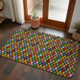 thumbnail image 5 of Door Mat 31.5"x47.2", Colorful Rhombic Non Slip Backing & Low Profile Area Rugs for Entryway Hallway, Absorbent Soft Floor Mat Small Carpet for Living Room Abstract Geometric Art Vintage Rustic, 5 of 8