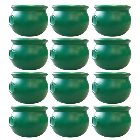 Union Products St. Patrick's Day Cauldron, 8" Treat Holder Container, Kelly Green, 12 Pack