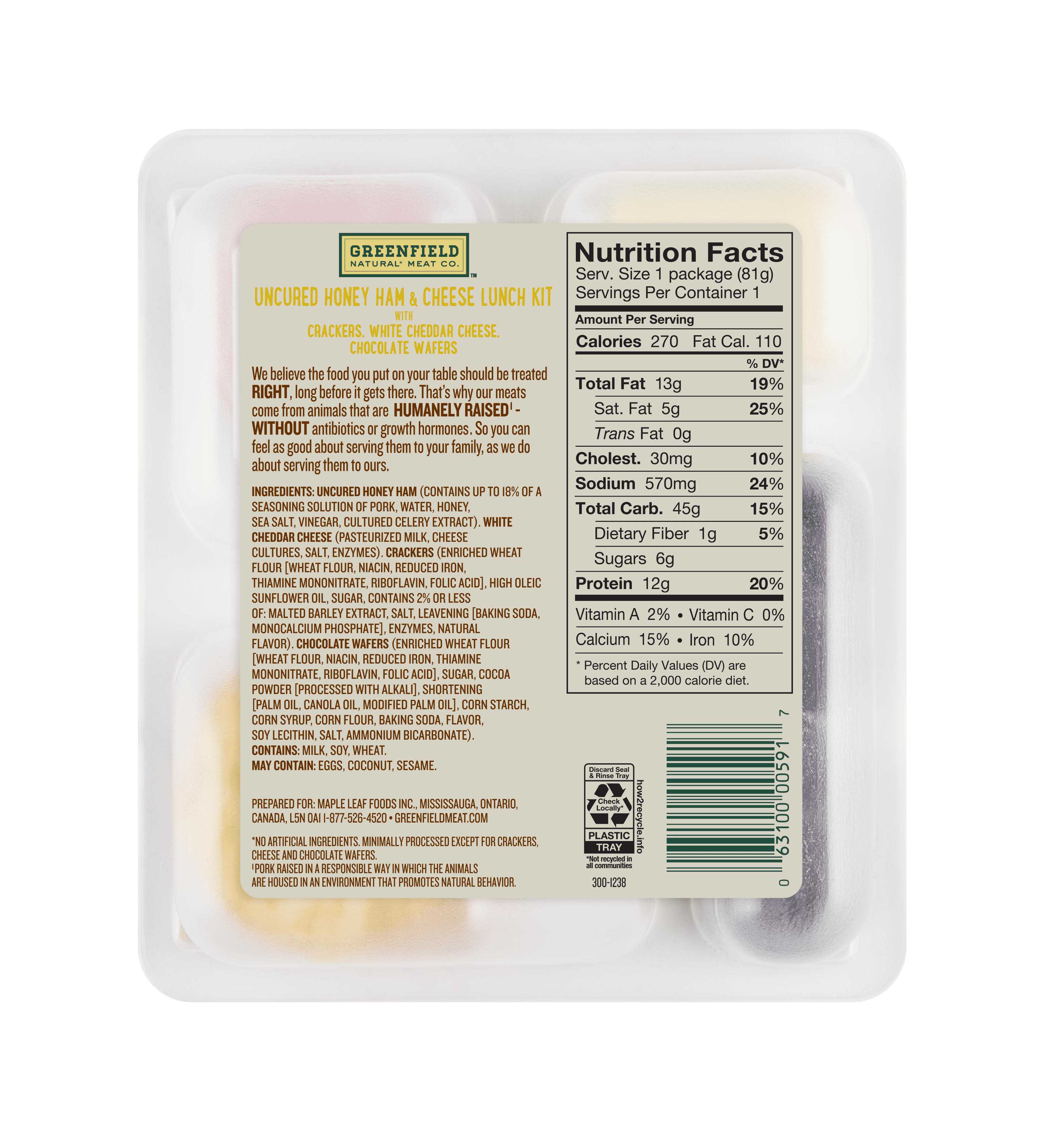 Greenfield Honey Ham & Cheese Lunch Kit 2.9oz