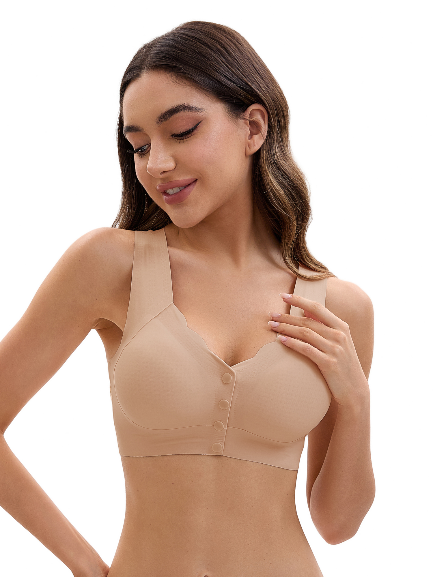 Unique Bargains Women's Vest Wirefree Wave Trim U Back Soft Bras X-Large Light Pink