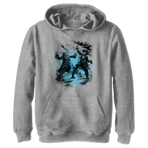 Boy's Pirates of the Caribbean: Curse of the Black Pearl Jack Sparrow and Hector Barbossa Duel  Pull Over Hoodie Athletic Heather Medium