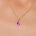 thumbnail image 3 of Gem Stone King 14K Yellow Gold Pink Created Sapphire Pendant Necklace for Women | 0.98 Cttw | Gemstone September Birthstone | Pear Shape 8X5MM | With 18 inch Chain, 3 of 6