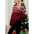 thumbnail image 4 of Multi Snowflake Pattern Turtleneck Christmas Sweater for Women Burgundy X-Large, 4 of 5