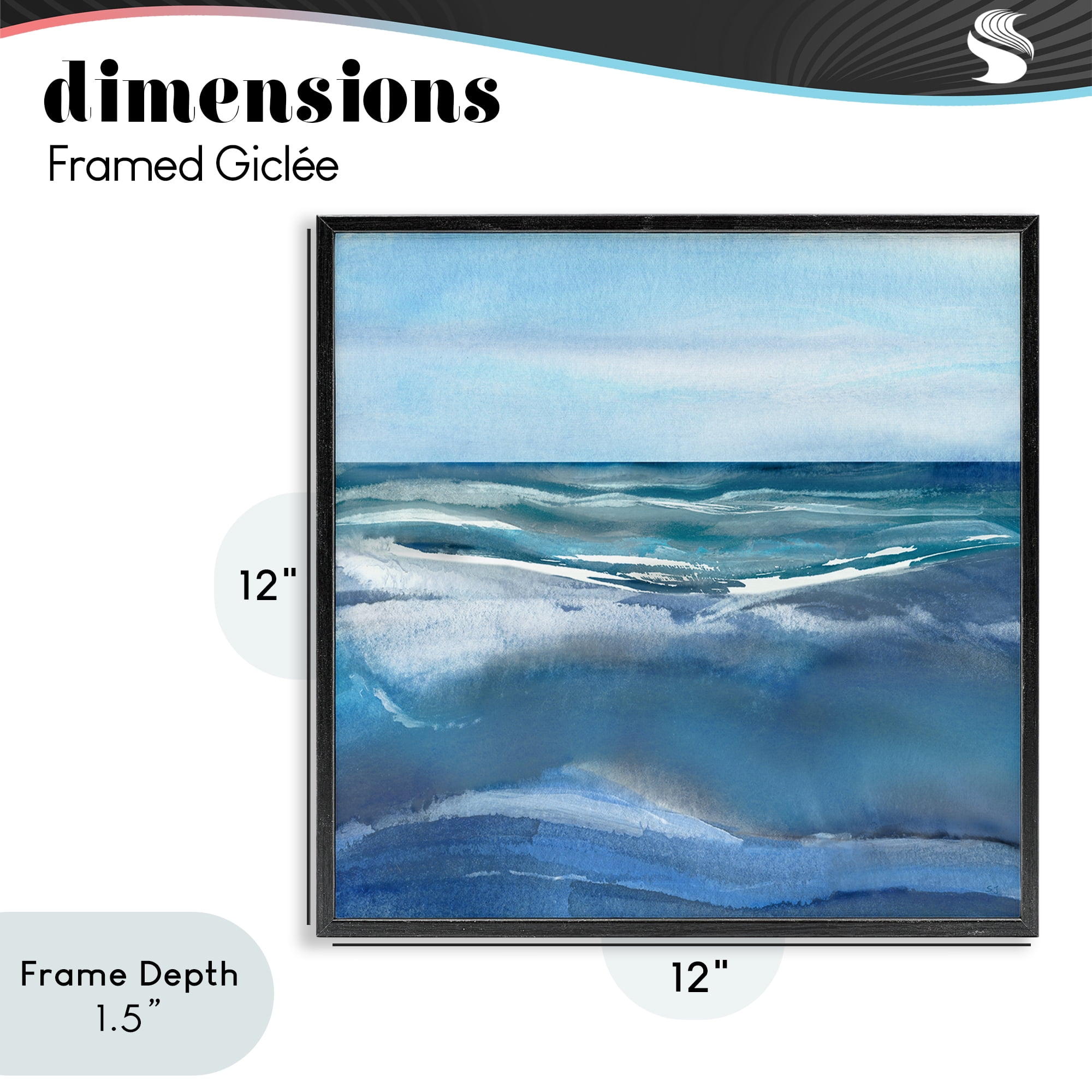 Stupell Industries Calm Seas under Soft Sky Black Framed Giclee Art, design by Susan Jill