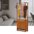 thumbnail image 3 of MoNiBloom Bamboo 4 Tiers 1 Drawer Coat Rack with Door, Clothes Shoes Organizer Shelf, Brown, for Home, 3 of 11