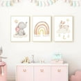 thumbnail image 4 of 3Pcs Baby Girls Animal Nursery Wall Art Prints Cute Elephant Rabbit Cat Poster Rainbow Cloud Canvas Painting Infant Kids Room Decor Wall Pictures, 4 of 6