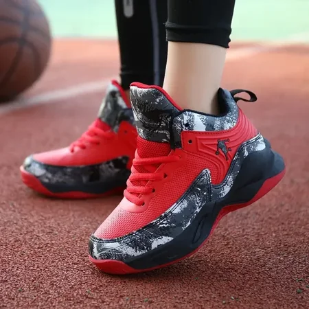 

NAYUKA New Thick Sole Soft Boys Basketball Shoes Non-slip Children Sport Shoes Outdoor Boys Basketball Sneakers Rubber Kids Gym Shoes
