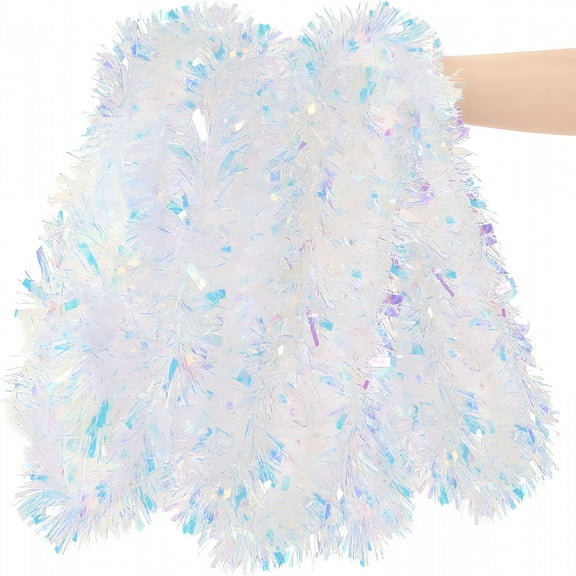 LAMIRO 4Pcs Holiday Tinsel Garland for Graduation Birthday Weddings Party Decorations Christmas Patriotic Foil Tinsel Garland for All-Season Home Party Supplies Total Length 26.2 Feet