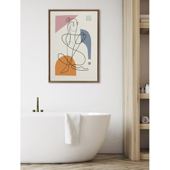 Kate and Laurel Sylvie Thinking of You Framed Canvas Wall Art by Rachel Lee of My Dream Wall, 23x33 Gold, Decorative Abstract Art for Wall