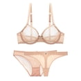 thumbnail image 1 of Ropa interior de encaje de malla de copa ultrafina Varsbaby transparente sin forro 1 sujetador + 2 bragas conjunto de sujetador de talla grande para mujer Tan Jianjun unisex, 1 of 2